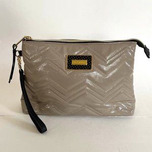 Betsey Johnson Quilted Zig Zag Wristlet/Clutch Bag Taupe